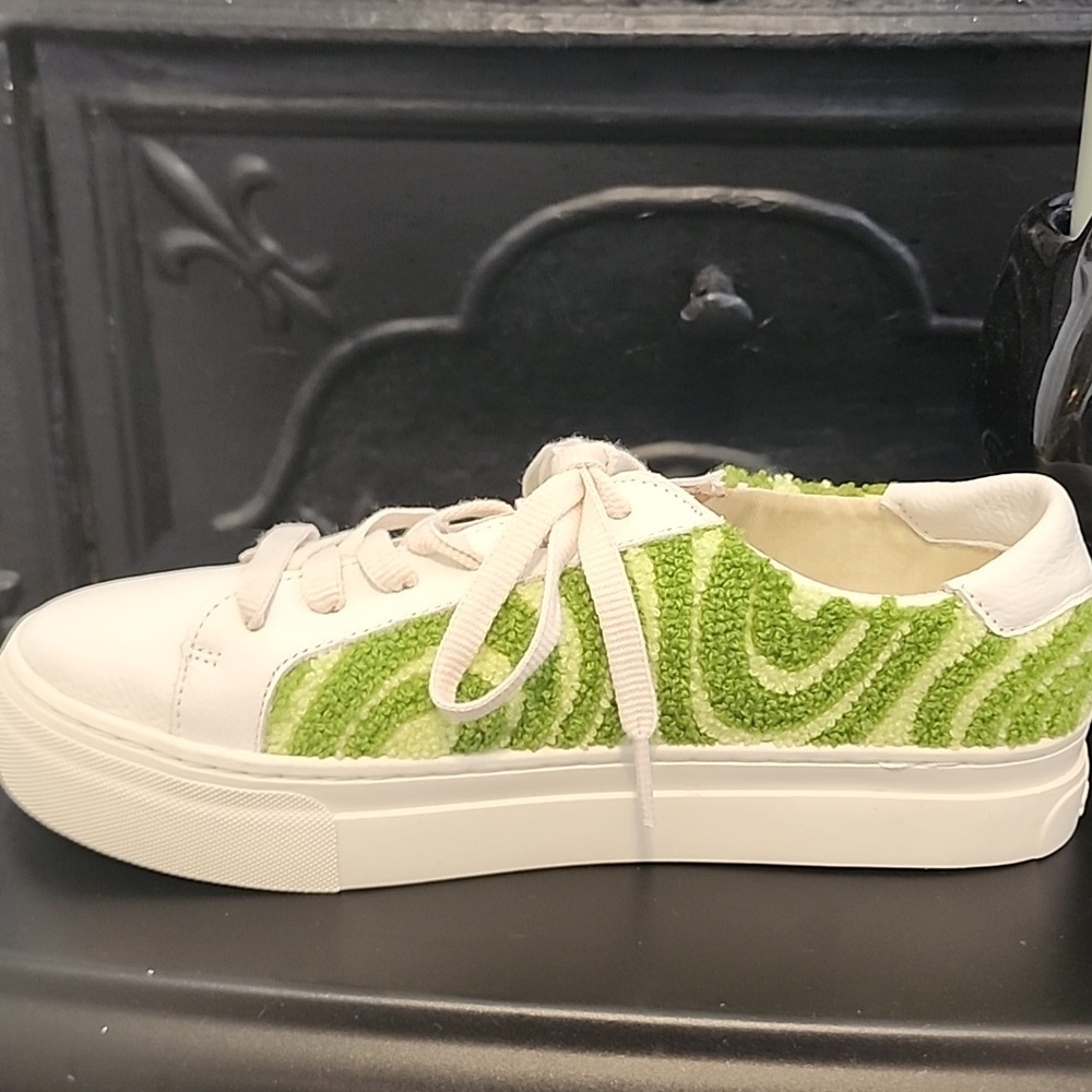 Soludos Ibiza Platform Psychedelic Spiral Sneakers Green White, Size 8 - Picture 5 of 13